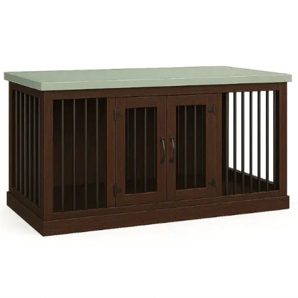 The LOFT – Espresso Open Plan Wooden Dog Crate with Bars & Hinged Doors Paws and Willow