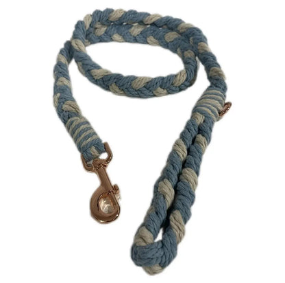 Luxe Macramé Dog Leash (Large) - Blue, Gold image