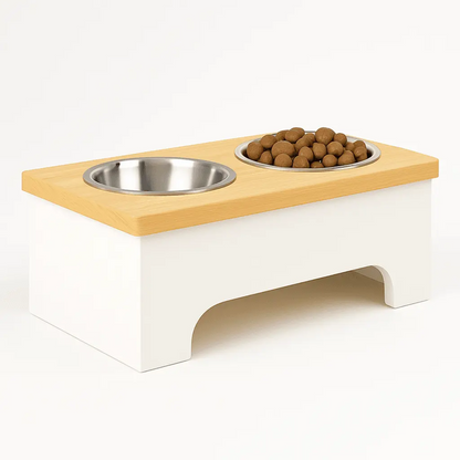 Double Modern Wooden Dog Feeder image 2