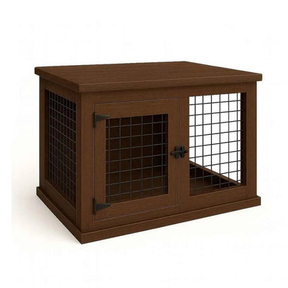 The Studio -Hinged ESPRESSO Single Wooden Dog Crate with Mesh image 2
