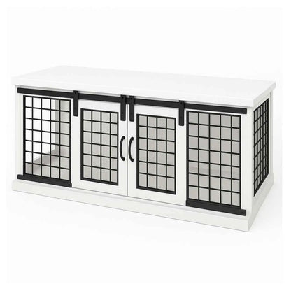 The DUO – Arctic Barn Style Double Wooden Dog Crate With Mesh image 3
