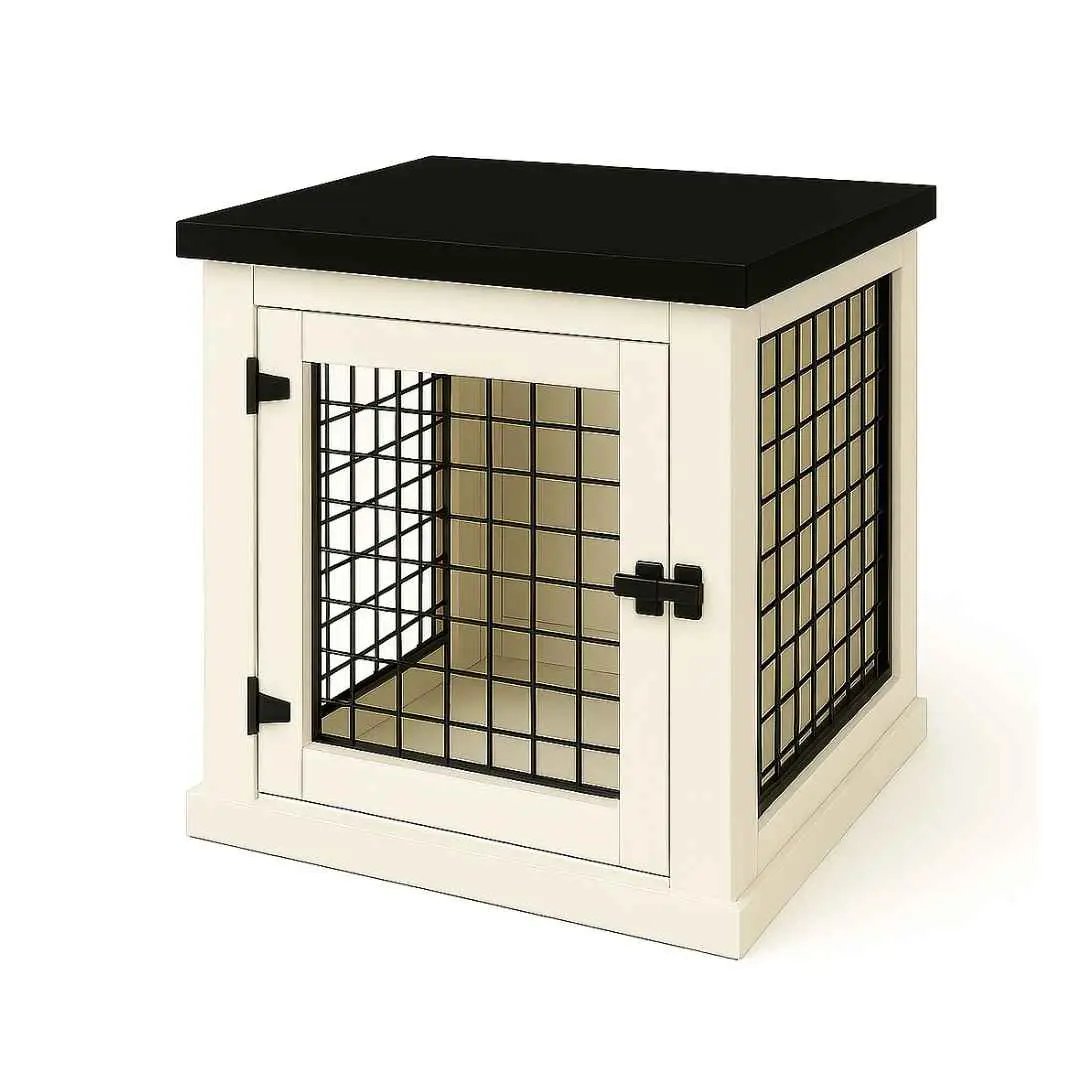 The Den - Arctic Coloured Bedside Dog Crate with Mesh & Hinged Door - Night Sky image