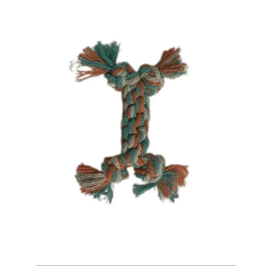Petite Macramé Chew Dog Bone (Small) - Multi-colour image