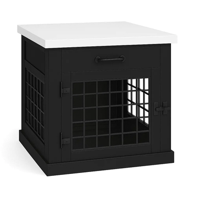 The Den - NIGHT SKY Coloured Bedside Dog Crate with Mesh & Hinged Door with Drawer image 3