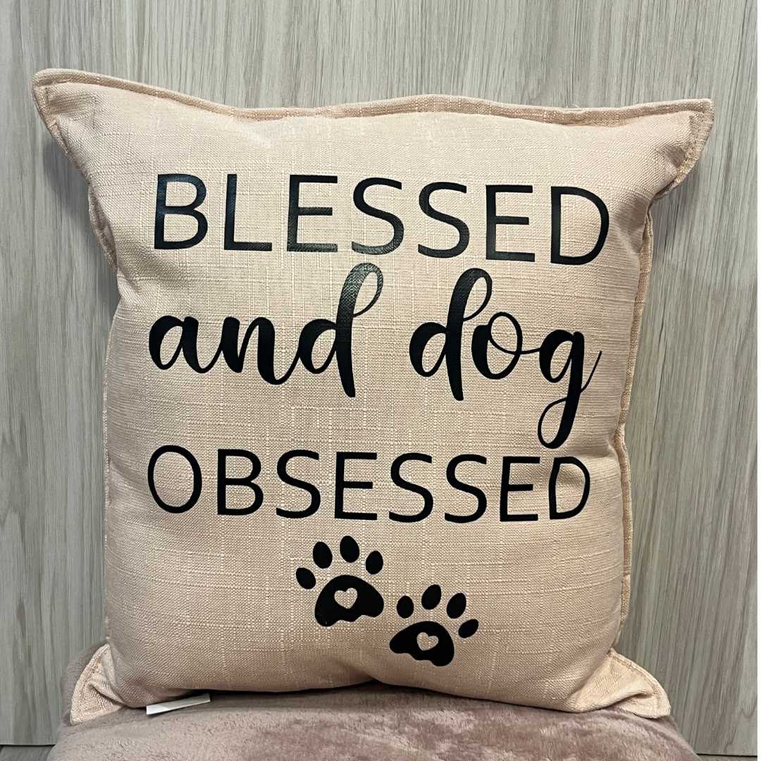 "Blessed and Dog Obsessed" Throw Pillow (40x40 cm) image 1