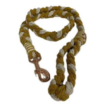 Luxe Macramé Dog Leash (Large) - Mustard, Gold image