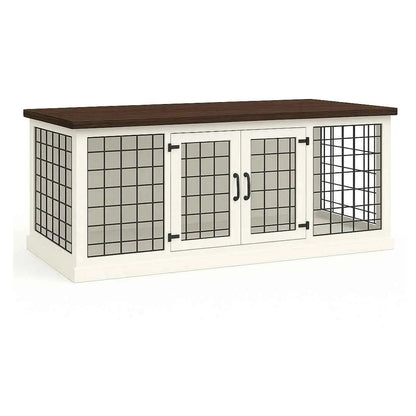 The DUO – Arctic Hinged Style Double Wooden Dog Crate With Mesh image 4