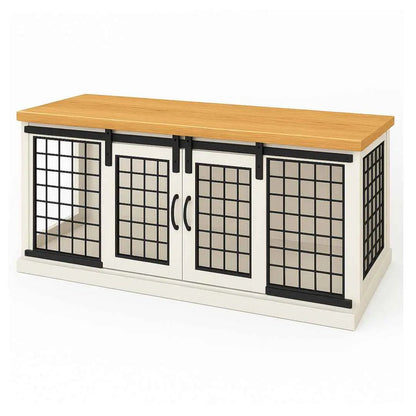The DUO – Arctic Barn Style Double Wooden Dog Crate With Mesh image 4