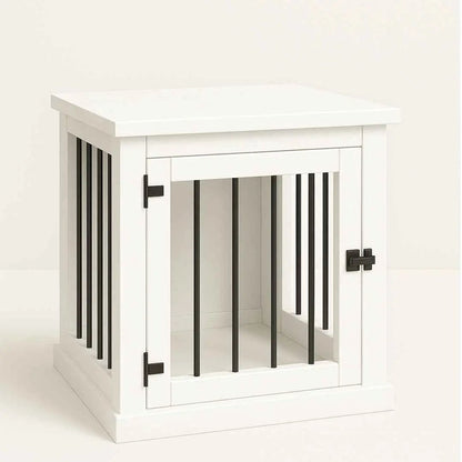 The Den - Arctic Coloured Bedside Dog Crate with Bars & Hinged Door - Arctic image