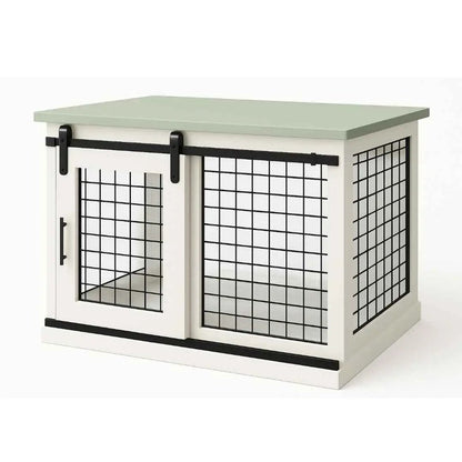The Studio -Barn Style ARCTIC Single Wooden Dog Crate with Mesh - Sage image