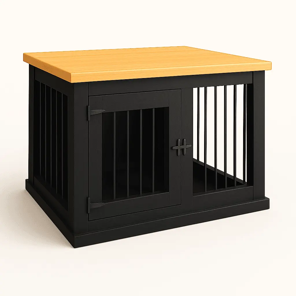 The Studio -Hinged Night Sky Single Wooden Dog Crate with Bars image 1