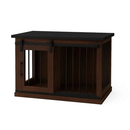 The Studio -Barn Style Espresso Single Wooden Dog Crate with Bars image 2