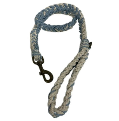 Luxe Macramé Dog Leash (Large) - Blue, Brass image