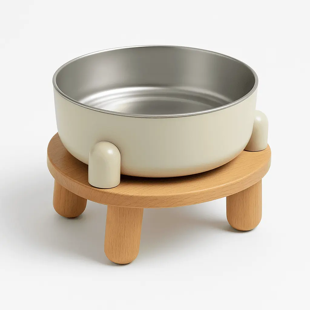 Metal Elevated Dog Bowl – Style Meets Comfort for Your Pup - Beige image