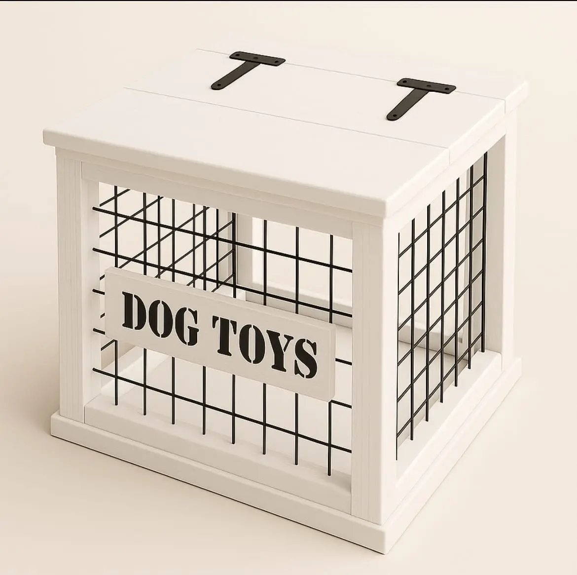 Mesh-Sided Wooden Dog Toy Box image 5