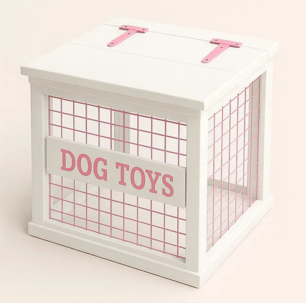Mesh-Sided Wooden Dog Toy Box image 3