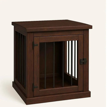The Den - Espresso Coloured Bedside Dog Crate with Bars & Hinged Door - Espresso image