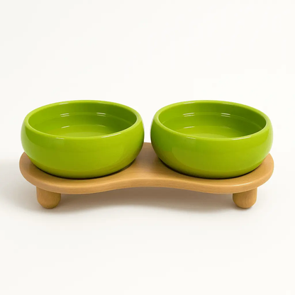 Modern Double Ceramic Dog Bowl – Stylish, Elevated Feeder for Dogs image 1