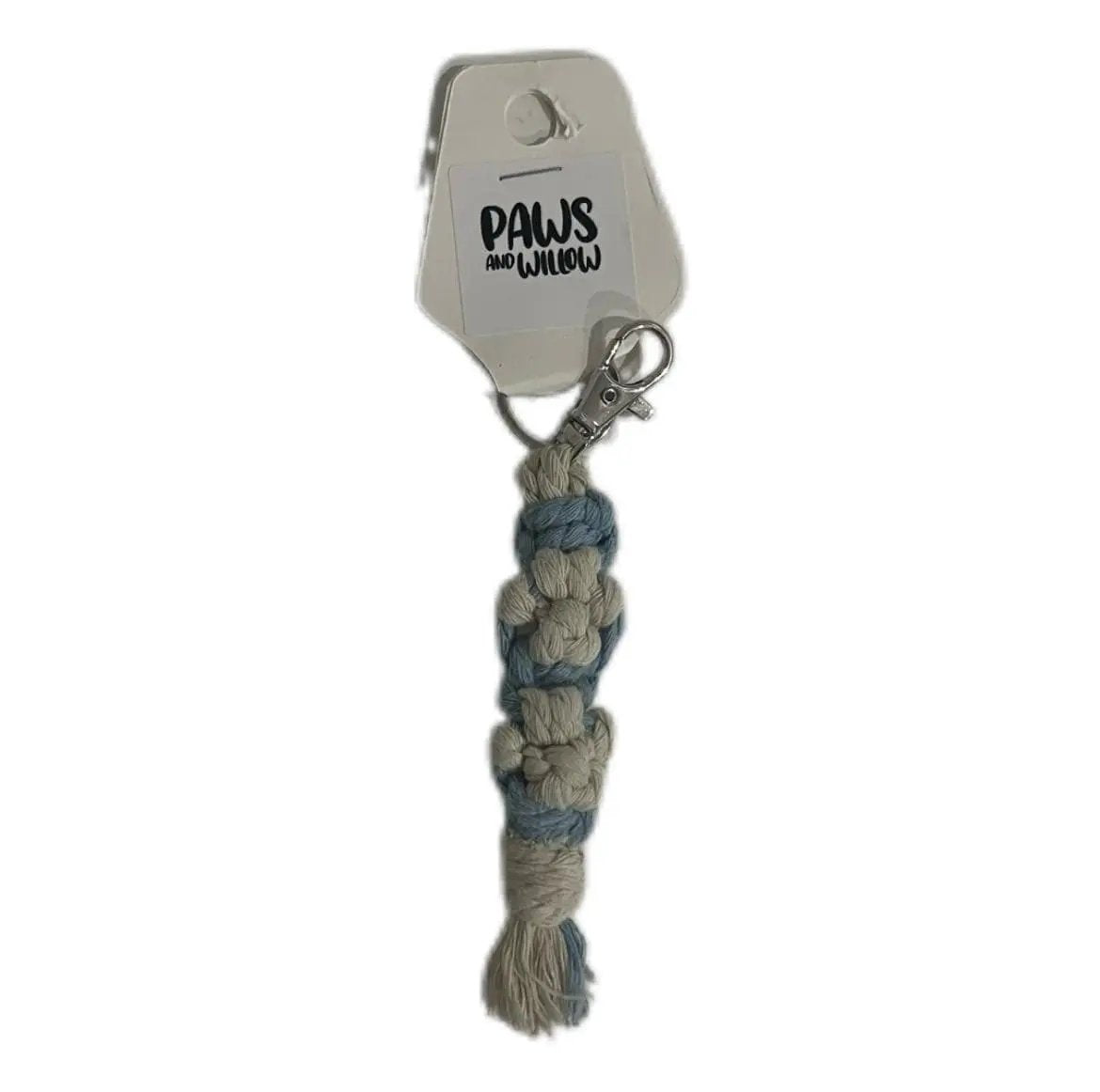 Petite Macramé Keyring with Silver Buckle - Blue image