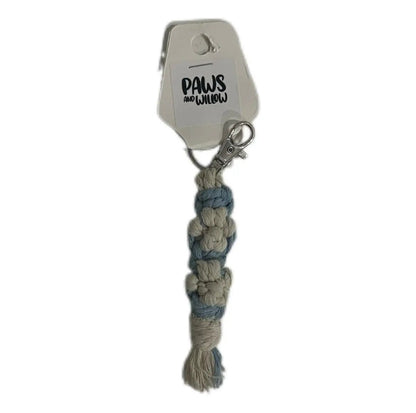 Petite Macramé Keyring with Silver Buckle - Blue image