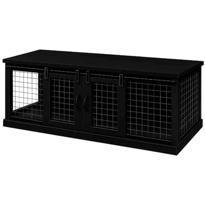 The LOFT – Night Sky Barn Style Wooden Open Plan Dog Crate With Mesh Paws and Willow