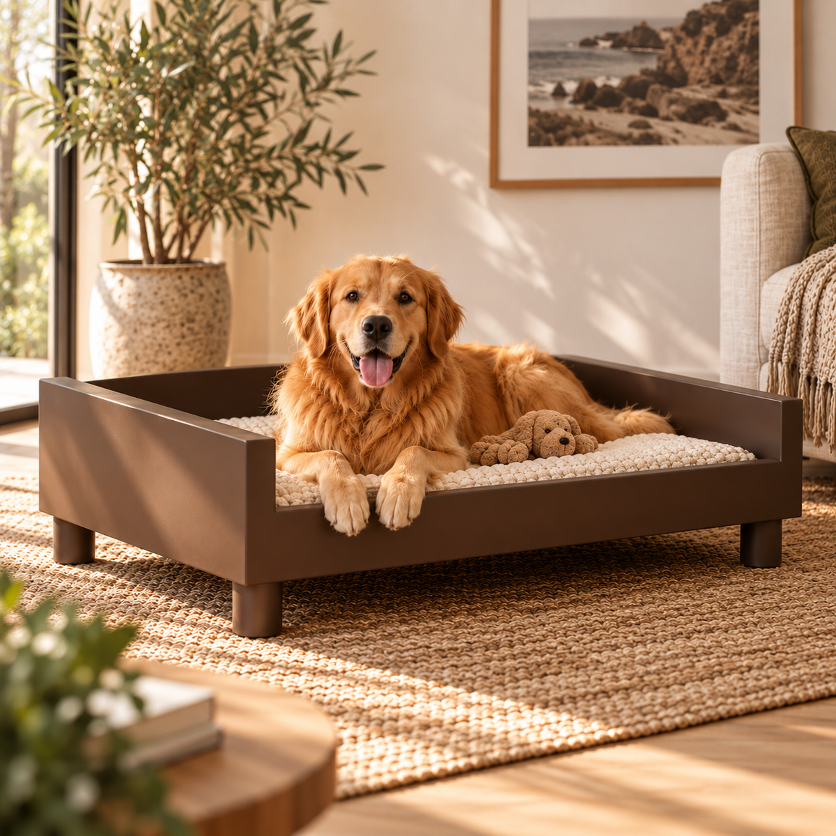 NEW - The Retreat LUX Wooden luxury Dog Bed – Bigger Comfort for Bigger Dogs